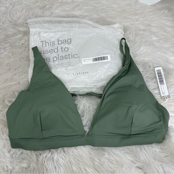 Everlane Women's NWT Herb The ReNew Plunge Triangle Swim Top XL/C40.5 - Picture 2 of 11